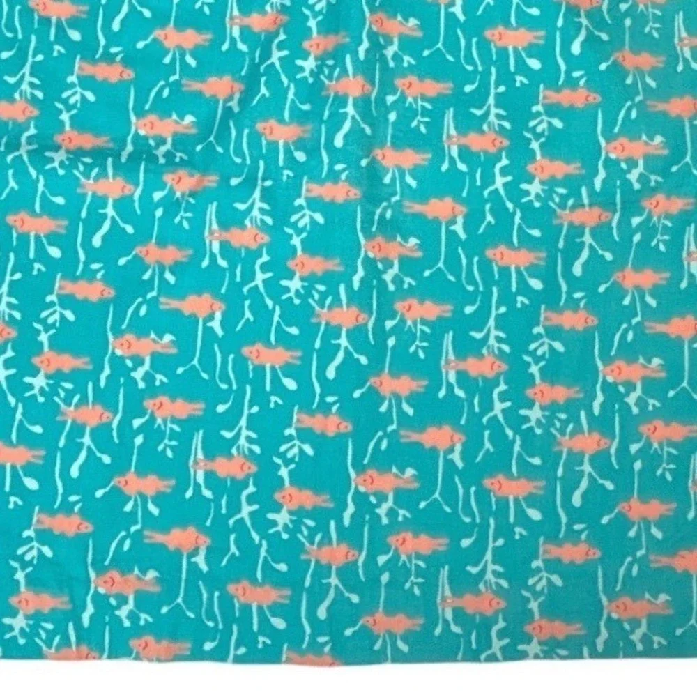 Lilly Pulitzer Womens Skirt Teal Fish Coral Print Mini Cotton Art A-Line Sz 10P
